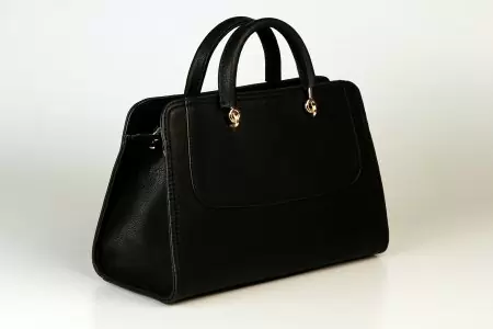 Women black leather handbag