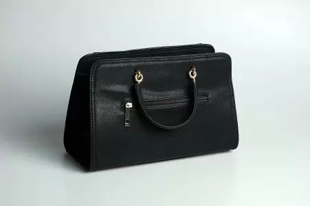Women black leather handbag