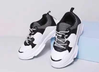 Fashionable black and white sneakers